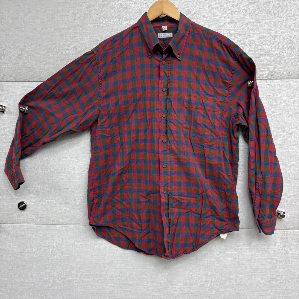 Vintage Barneys New York Mens XL Plaid Button Down Shirt Made in Italyn